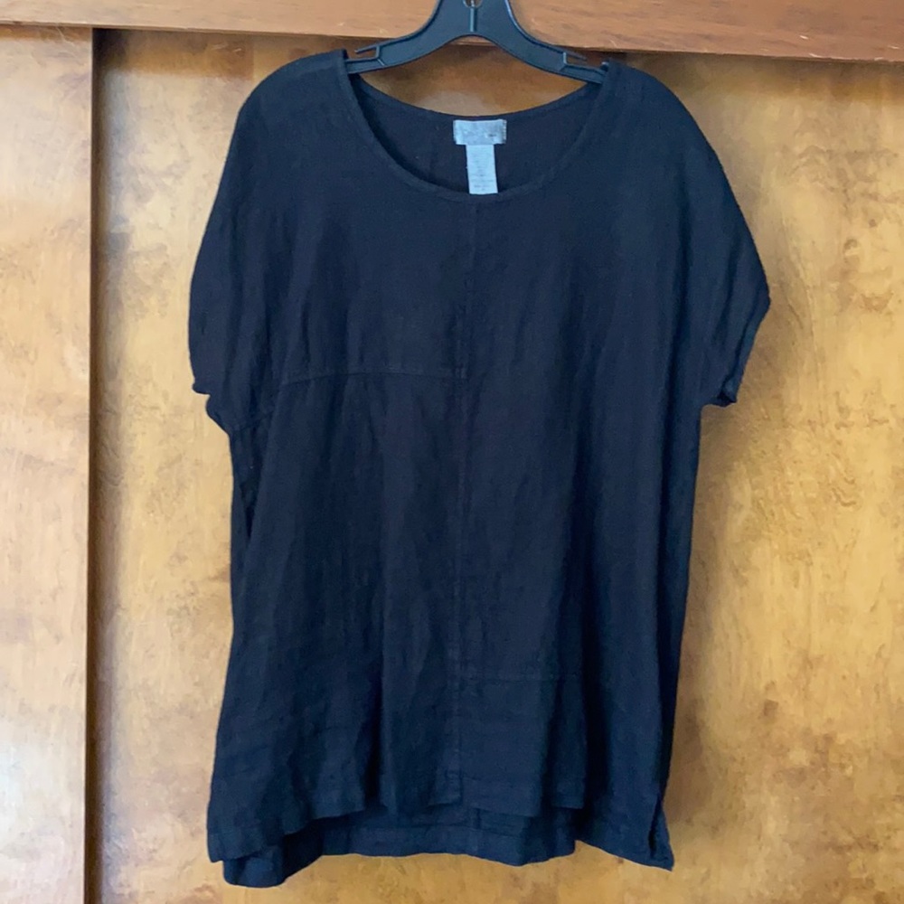 BLACK LINEN BLOUSE